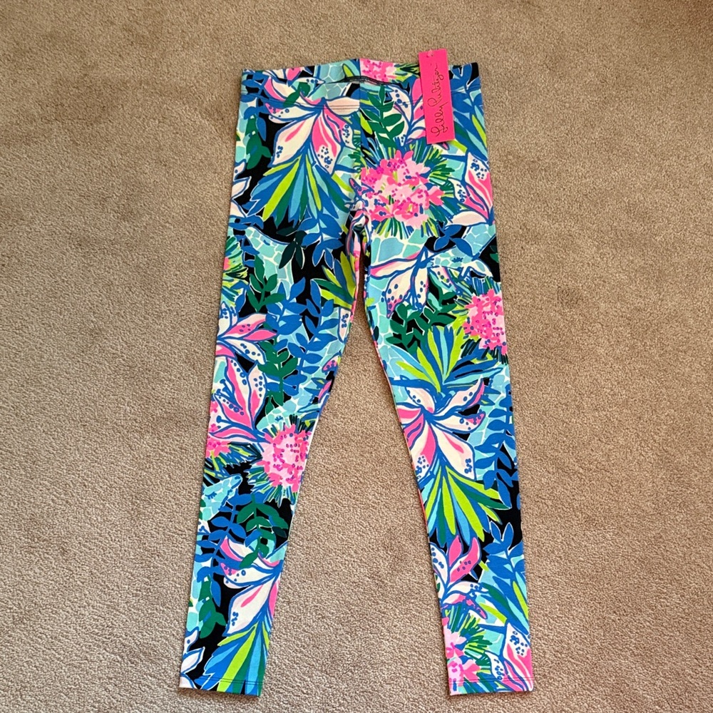 NWT Lilly Pulitzer Vibrant Floral Leggings - Blue Pink Green